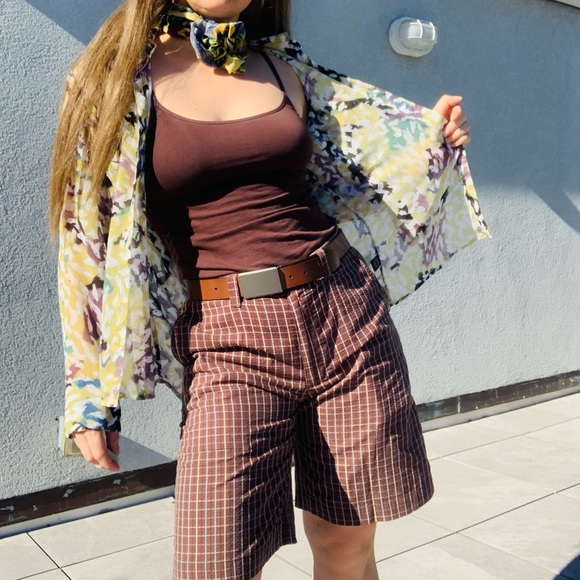 PERRY ELLIS Belt 2-Side Bonded Leather Rectangulat Plate Buckle Brown BLACK - Picture 7 of 15